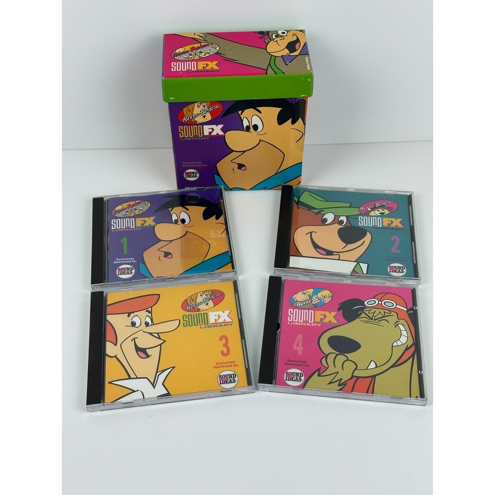 4 Disc Hanna Barbera Sound Effects Library in Box CD Set Excellent! Rare!